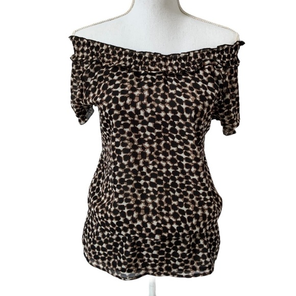Merona Animal Print Shirred Peasant Short Sleeve - Picture 3 of 9